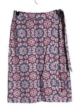 Loft Petites Womens Wrap Skirt Size 10P Geometric Print Midi Length